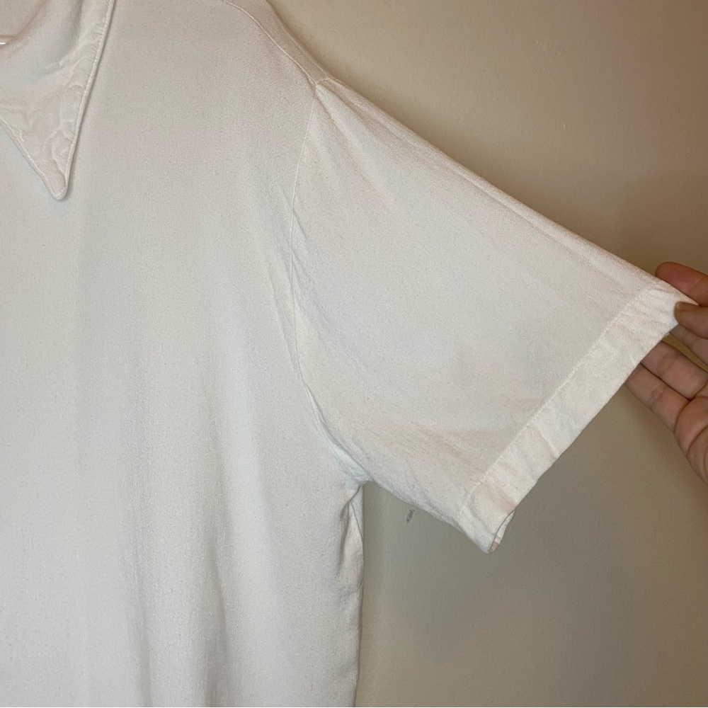 CP SHADES Button Down Short Sleeve Boxy Rayon Blouse White Sz Large - Picture 6 of 10